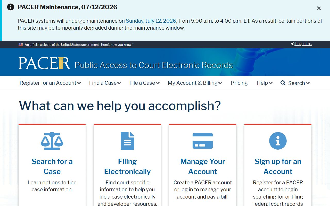 Glynn County court dockets PACER federal source