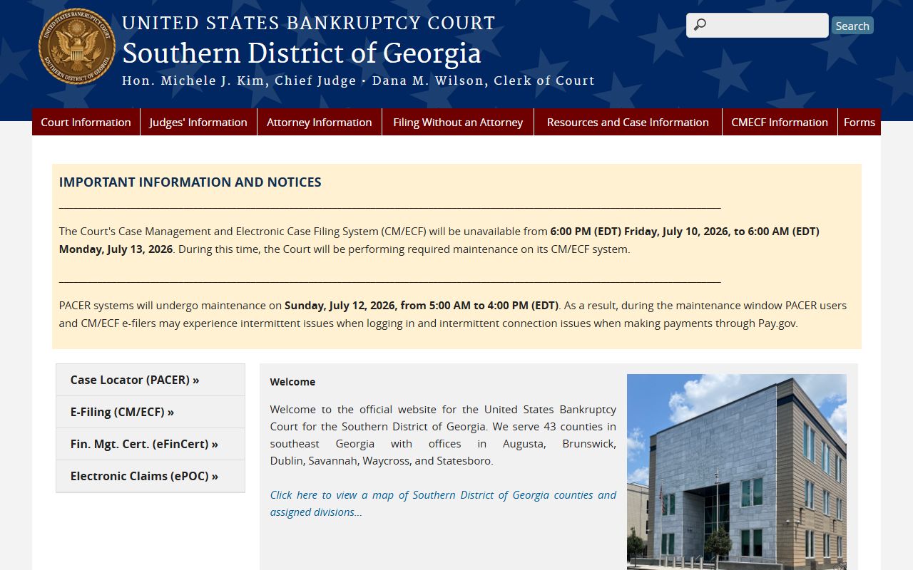 Glynn County court dockets bankruptcy court source