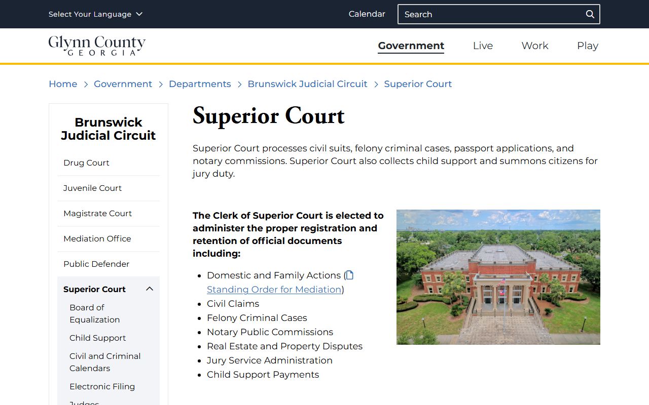 Glynn County court records Superior Court source