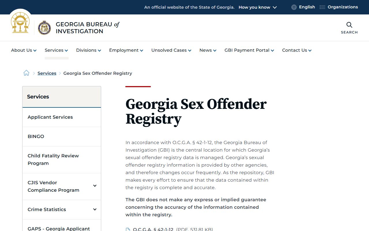 Glynn County criminal court records Georgia sex offender registry source